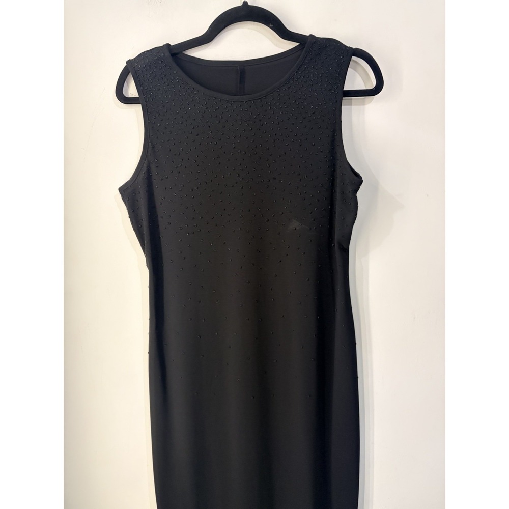Vintage All That Jazz Black Beaded Sleeveless Maxi Dress Womens M Formal Evening